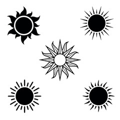 set of sun icons 5 vector design 