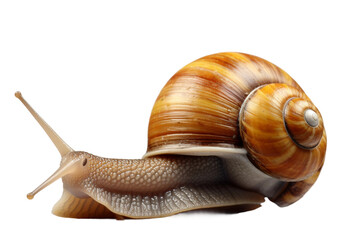Majestic Snail: A Close Up Portrait on a Blank Canvas. On White or PNG Transparent Background.