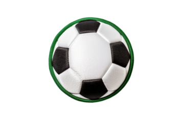 Monochrome Magic: A Soccer Ball in Black and White With Vibrant Green Trim. On White or PNG Transparent Background.