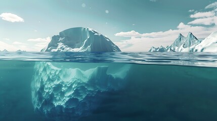 Iceberg, global warming concept. Underwater view