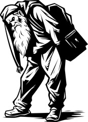 Exhausted St. Nick Shoulder Bearing Icon Fatigued Santa Sack Carrying Emblem