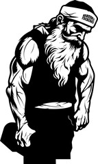 Drained Claus Bag Bearing Icon Sleepy Kris Kringle Laden Shoulder Logo