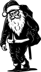 Fototapeta premium Fatigued St. Nick Weighted Bag Logo Drained Claus Bag Bearing Icon
