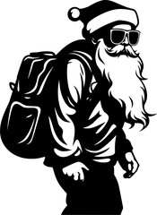 Fototapeta premium Worn Out Kris Kringle Fatigued Bag Icon Dreary Santa Shoulder Bearing Emblem