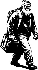 Overworked Father Christmas Shoulder Toting Logo Worn Out Kris Kringle Fatigued Bag Icon