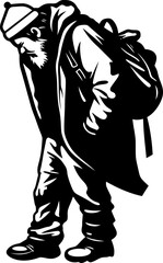 Sleepy Santa Shoulder Toting Icon Tired Father Christmas Burdened Bag Symbol