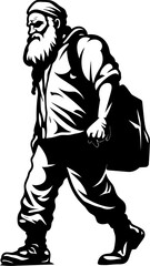 Weary Claus Shoulder Strain Symbol Fatigued Saint Nick Laden Sack Logo