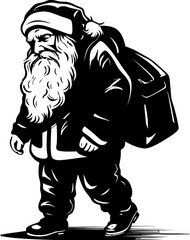 Exhausted Kris Kringle Tote Toting Icon Fatigued Santa Burdened Shoulder Emblem