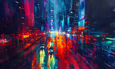 neon cityscape, Generative AI