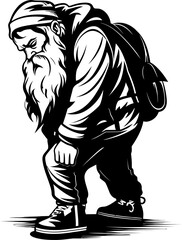 Worn Out Claus Laden Shoulder Icon Dreary Kris Kringle Tote Toting Emblem