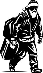 Weary Santa Fatigued Bag Logo Exhausted Father Christmas Sack Carrying Icon