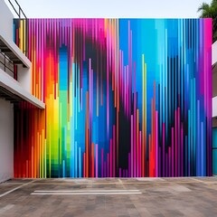 AI-generated illustration of Vibrant painted lines on a wall