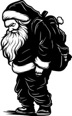 Tired Kris Kringle Shoulder Borne Icon Santas Strain Laden Sack Emblem