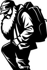 Tired Saint Nick Laden Sack Emblem Sleepy Father Christmas Bag on Shoulder Logo