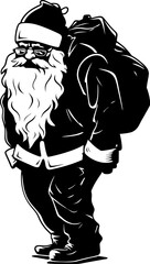 Weary Santa Sack Carrying Logo Fatigued Claus Bag on Shoulder Icon