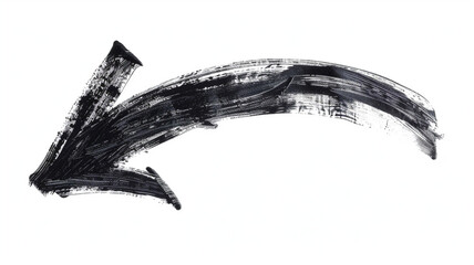 Hand painted, hand draw sketchy curve arrow black marker pen arrow sign isolated on white background 