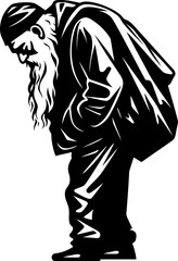 Exhausted Kris Kringle Bag Carrying Logo Drained Santa Shoulder Strain Icon