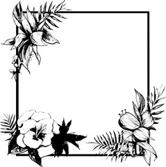 Tropic Treasures Exotic Foliage Frame Icon Hibiscus Hideaway Tropical Blossom Emblem