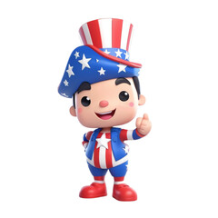 3d render of an american soldier with flag on Isolated transparent background png. generated with AI