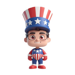 3d render of an american soldier with flag on Isolated transparent background png. generated with AI