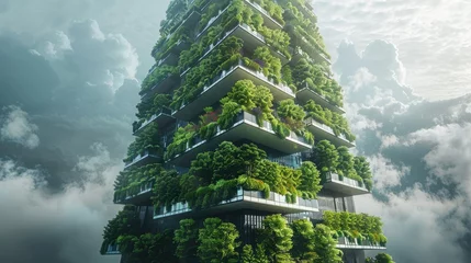 Poster Vertical farming skyscrapers producing food in urban environments © Gaseesky Stock