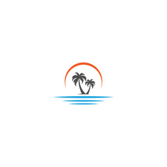 Digital illustration of a creative round palm tree brand logo design for businesses