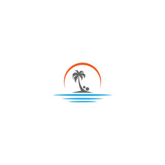 Digital illustration of a creative round palm tree brand logo design for businesses