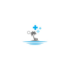 Digital illustration of a creative medical palm tree brand logo design for businesses