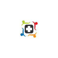 Digital illustration of a creative colorful human medical team brand logo design for businesses