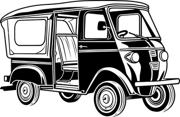 Cityscape Commute Rickshaw Logo Icon Urban Rides Tuk Tuk Emblem