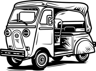 Rickshaw Routes Tuk Tuk Emblem City Cruiser Rickshaw Vector Icon