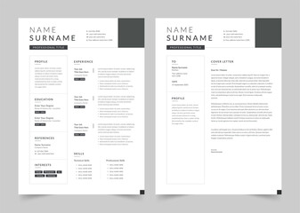 Resume and Cover Letter, Minimalist Resume CV Template