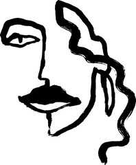 Contemporary Dry Brush Abstract Modern Girl Portrait. - 785154598