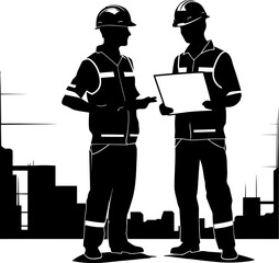 Blueprint Builders Duo Holding Blueprint Icon Creative Blueprinters Engineers and Paper Logo