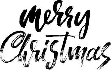 Merry Christmas Hand Drawn Modern Dry Brush Lettering.