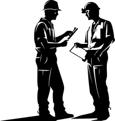 Design Dynamos Engineers and Blueprint Symbol Engineering Endeavor Duo with Paper Icon