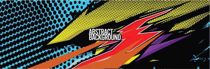 Branding Car Decal Wrap Design. Abstract Striped Racing Background Kit for Vehicles - Vector Graphics