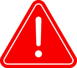 Red Warning Dangerous attention icon, danger symbol, Warning triangle icon. Red caution warn in png. Warning sign with exclamation mark vector.