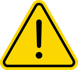 Yellow Warning Dangerous attention icon, danger symbol, Warning triangle icon. Yellow caution warn in png. Warning sign with exclamation mark vector.