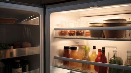 Refrigerator full of food. High resolution.