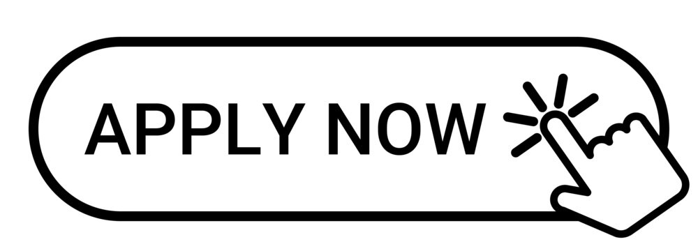 Apply now web UI button with hand cursor can be used for websites and apps. Vector illustration.