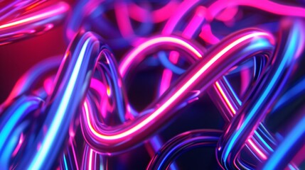Vivid and luminous 3D render with neon lines and UV colors.