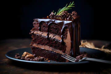 Chocolate Fudge Cake, Decadent and rich cake with dense chocolate fudge layer