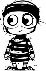 Cryptic Charm Creepy Mummy Emblem Vintage Wrap Whimsy Cute Creepy Mummy Icon