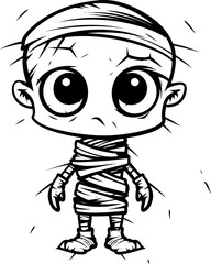 Quaint Crypt Keeper Retro Mummy Vector Logo Creepy Cuddle Companion Cute Mummy Emblem