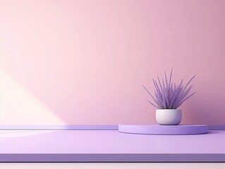 lavender abstract background vector, empty room interior with gradient corner in a color for product presentation platform