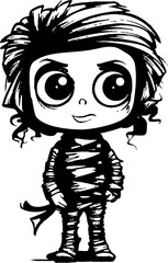 Retro Rattle Romance Vintage Mummy Emblem Tomb Tenderness Creepy Mummy Logo Design