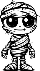 Spooky Sweetheart Vintage Mummy Icon Design Vintage Wrap Whimsy Cute Mummy Symbol