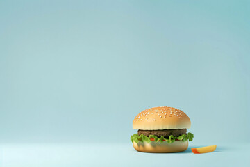 hamburger on a blue background