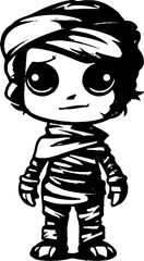 Quirky Coffin Cutie Vintage Mummy Logo Hauntingly Happy Creepy Mummy Vector Symbol